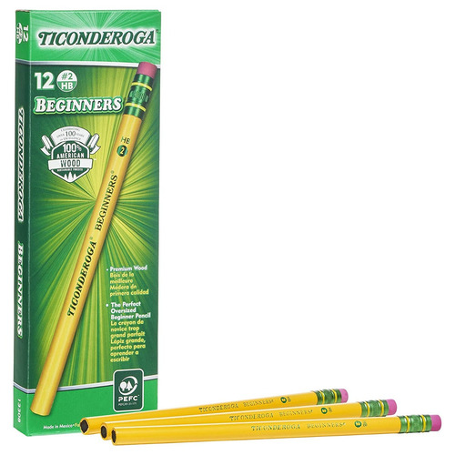 Ticonderoga Madera Con Carcasa Lápices Principiante, 2 Hb Bl