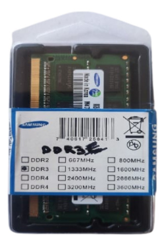 Memória Ram Notebook Ddr3 8gb Pc3 12800 1600mhz - samsung
