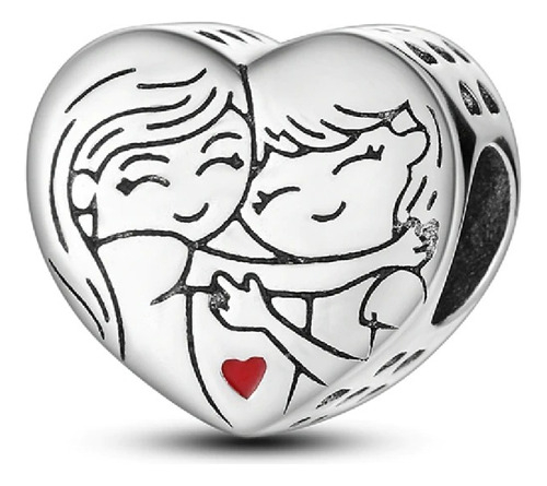 Charm Corazón Amor De Hermanas En Plata 925 Silver Heart