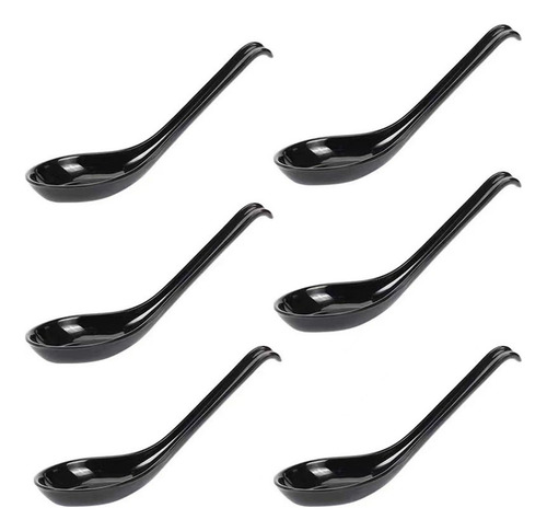 Cucharas Negras Para Sopa De Fideos Ramen, 6 Unidades, Grand