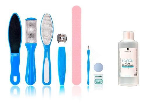 Kit 8 Elementos Pedicuría + Loción Ablandadora Callos Dureza