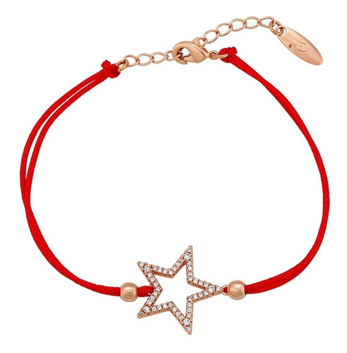 Pulsera Oro 18k Lam Roja Estrella 17/22cm Amuleto Protección