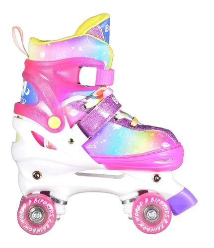 Imagen 6 de 8 de Bipo Patines Rainbow 4 Ruedas Arco Iris Extensible Unicornio