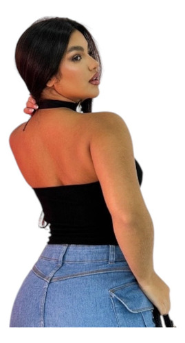 Cropped Top Feminino Blusa Tomara Que Caia Canelado Verão