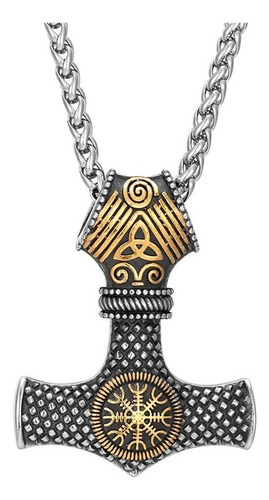Collar Vikingo Martillo Thor Mjolnir Nórdico Amuleto Celt Pr
