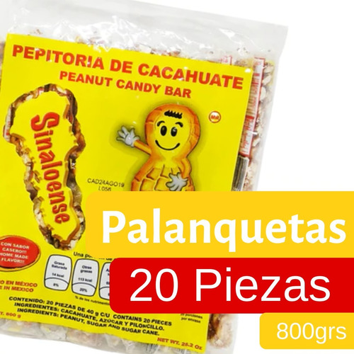 Palanquetas De Cacahuate Sabor Casero Dulces Mexicanos 20pz