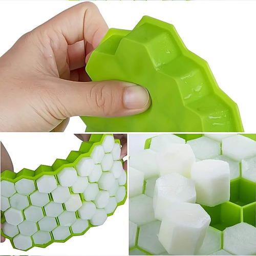 Cubeta Para Cubitos De Hielo De Silicona Con Tapa Tipo Panal