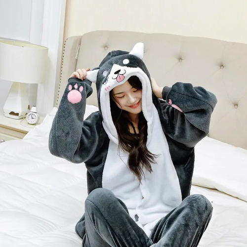 Pijama Con Diseño De Perro Husky Para Mujer Y Hombre, Diseño