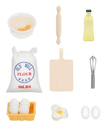 9pcs Dollhouse Baking Set Padaria Decoração Ovos Modelo De