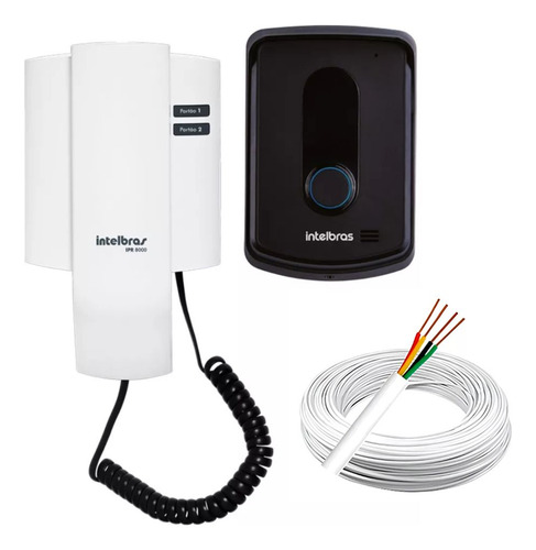 Kit Porteiro Residencial Ipr 8010 Intelbras Com Cabos 50 Mts