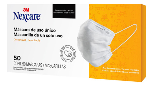 Imagen 2 de 9 de Mascarilla Desechable 3m Nexcare X50 Unidades Talle Unico