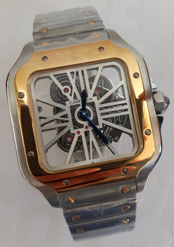 Reloj Cartiere Mod. Santos Caratula Esqueleto Dorado