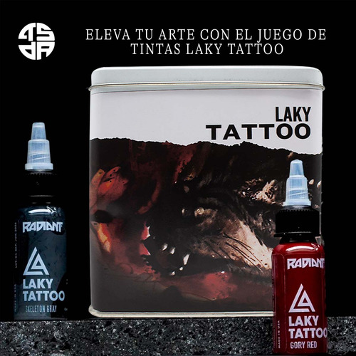 Set De Tintas Para Tatuar Radiant Laky Tattoo 9 Colores 1oz