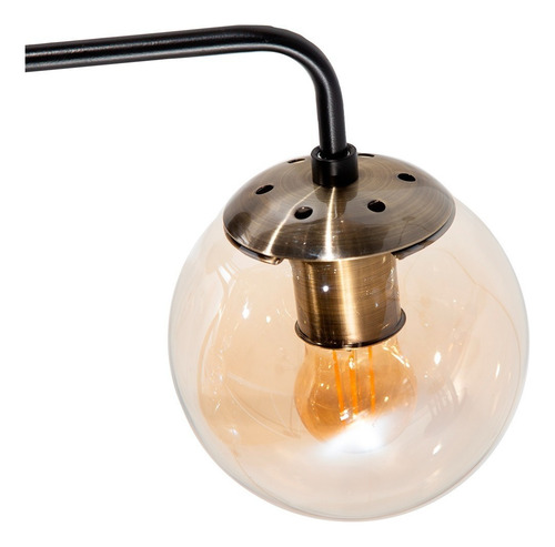 Lámpara Techo Negro Mate E27 40w 8 Luces Estructura Dorado