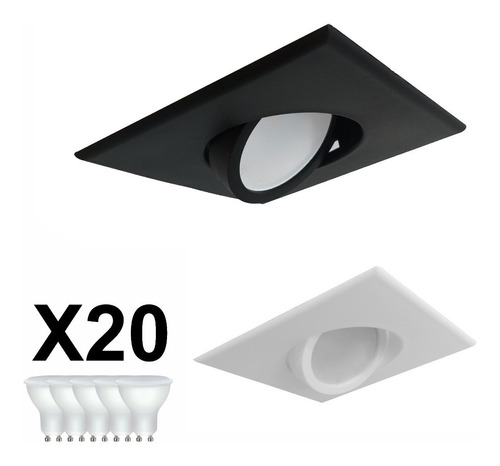 Packx20 Spot Embutir Pvc Cuadrado Dicro Led 7w Frio/calido 