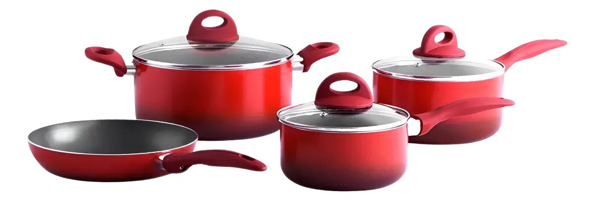 Jogo panelas 4 peças ceramic life Smart Plus vermelho Brinox