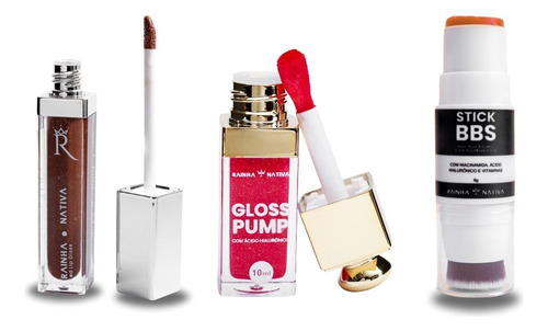 Kit Bbs Red+ Gloss Pump Rose + Gloss Led Com Espelho Cor 5