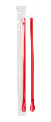 300 Wrapped Red Plastic Spoon Drinking Straws 10.25 , Dis