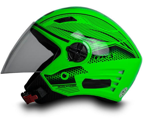 Capacete Aberto Para Moto Masculino X Open Neon Verde Desenho Outlander Tamanho do capacete 56