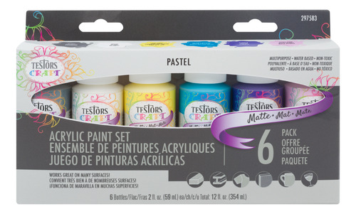 Set De 6 Acrílicos Pasteles Mate 354 Ml Craft & Hobby