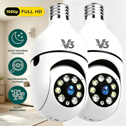 Câmera Segurança Ip Wifi 360 Lâmpada Prova Dágua Giratoria 2 Kit2