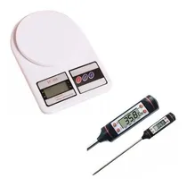 Comprar Combo Balanza De Cocina 5-7-10kg + Termometro Digital Comida Capacidad máxima 10 g Color Blanco