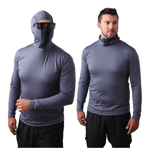 Camisa Ninja Proteção Uv50+ Protege À Inseto Cinza Chumbo 