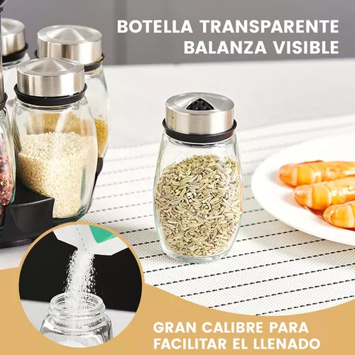 Especiero Giratorio Cocina con 6 Botes Vidrio para Especias