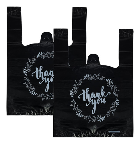 Tosparty 100pcs Bolsas Tipo Camiseta De Agradecimiento Negra