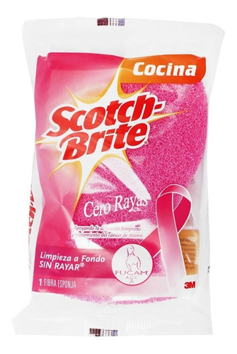 Fibra Esponja Scotch Brite Limpieza Cero Rayas Grande Rosa