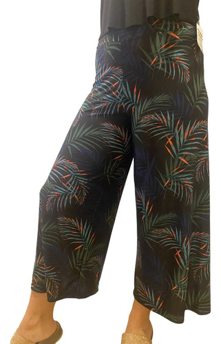 Pantalon Palazzo Corto ¾ Capri Crop Top Tarde Cintura Ancha!