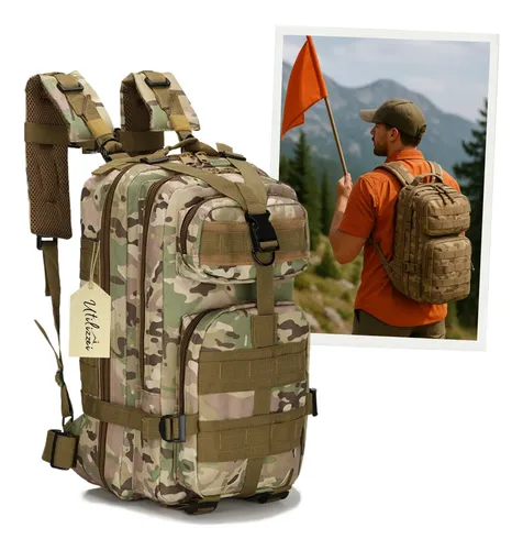 Mochila Tatica Militar Reforçada Viagem 30l Airsoft Pubg Camuflada