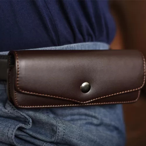 2 Fundas De Piel Para Gafas Para Hombre, Cinturón De Piel Po