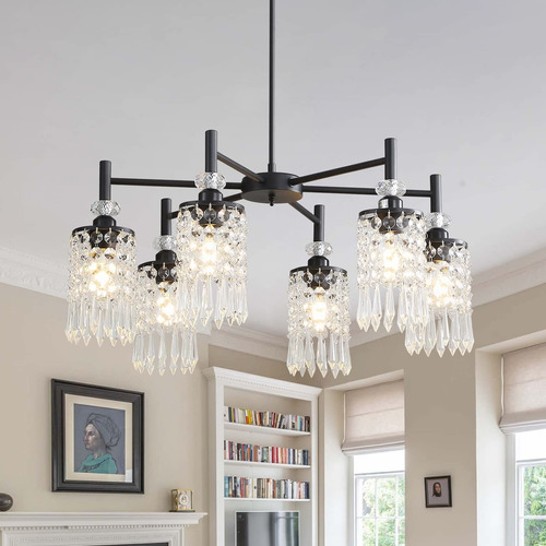 Agejyyy Candelabro Negro Para Sala Estar 30  6 Luz Moderna