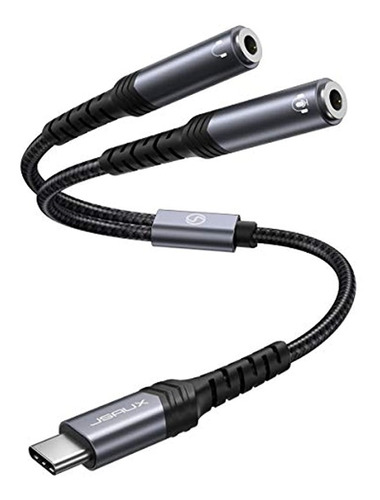 Adaptador Micrófono Usb C Doble Conector Auxiliar Hembra 3,5