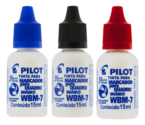 Kit Tinta Refil Marcador Quadro Branco Pilot Wbm-7 3 Cores