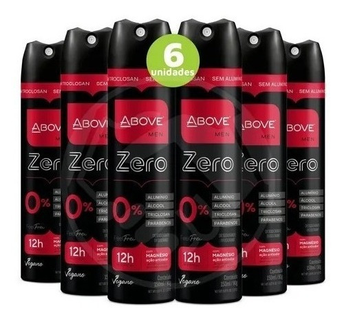 Desodorante jato seco Above Sem Aluminio Sem Parabenos Sem Triclosan Zero neutral pacote de 6 u