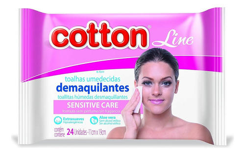 Lenço  Demaquilante Cotton Line Tolhas Umedecidas 24 Und