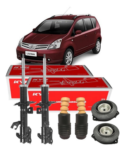 2 Amortecedor Dianteiro Nissan Livina C/ Kits Completo 2009 2010 2011 2012 2013 2014 2015 2016 Kayaba