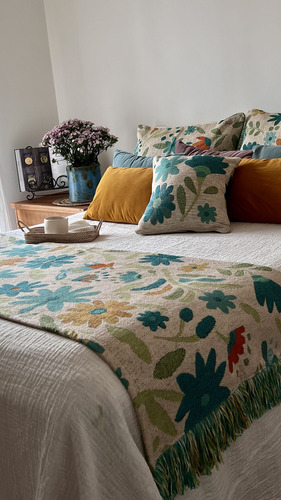 Pie De Cama Manta Chenille 180x60 Guadalajara Huitrú Turquesa Guadalajara