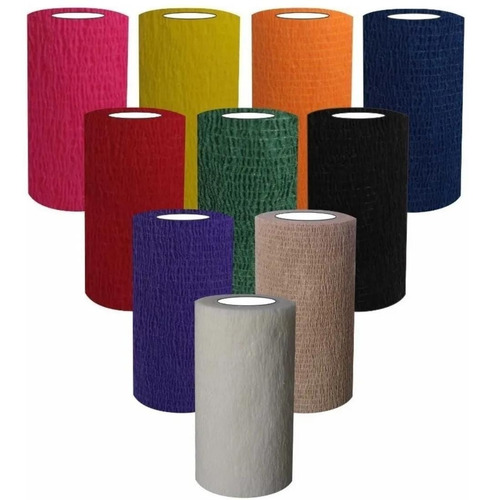 Imagem 1 de 4 de Kit C/9 Bandagem/atadura Elastica 10cm -tipo Coflex/vetrap