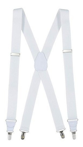 Mens Elastic No Slip Pin Clip X Back Suspenders With Leather