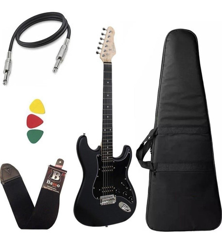 Kit Guitarra Giannini G102 Preto Fosco Sbk 2 Humbuckers Capa Cor Satin Black Material Do Diapasão Madeira Técnica Orientação Da Mão Destro