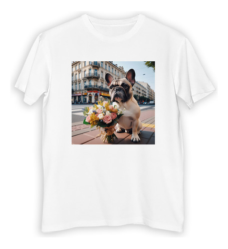 Remera Niño Bulldog Frances Flores Esperando Amor