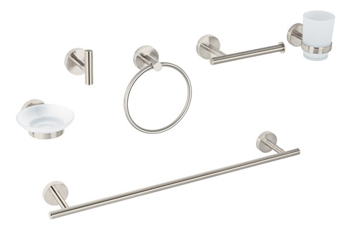 Juego De Accesorios Para Baño, 6 Pzas. Foset Tba-7000n Satín