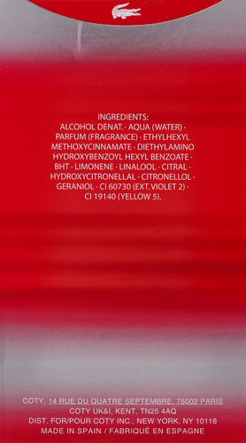 Perfume Lacoste Red Eau De Toilette 125 Ml Para Hombre