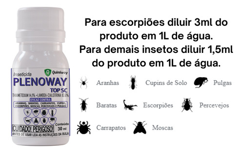 Veneno Escorpião Aranhas Baratas Plenoway Top 30ml Kit 2 Un.