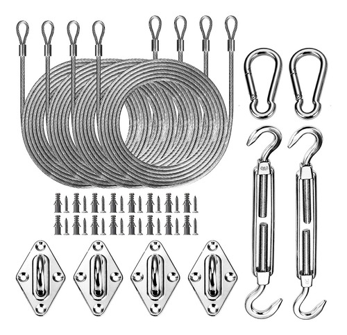 Set 44 Instalación Plateado Para Fijación Toldo Vela Carpa 