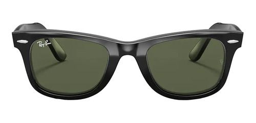 Imagen 2 de 4 de Anteojos de sol Ray-Ban Wayfarer Original Classic Large con marco de acetato color polished black, lente green de cristal clásica, varilla polished black de acetato - RB2140