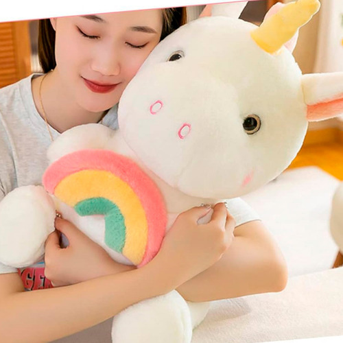Peluche Unicornio Almohada Arcoiris Suave Felpa Bebe Kawaii